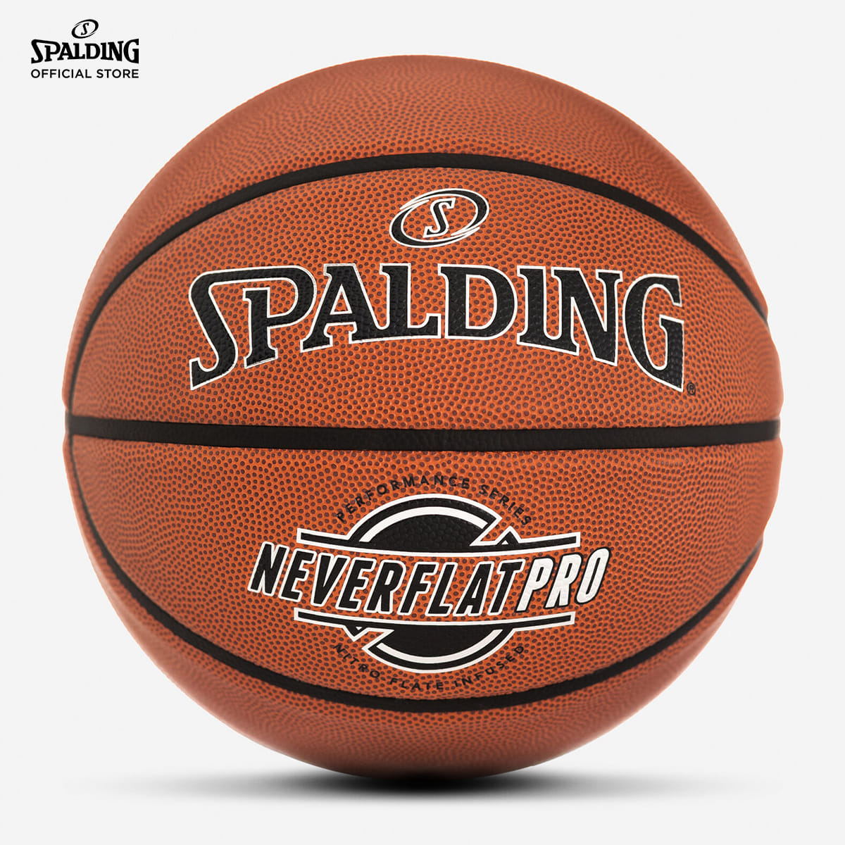 ลูกบาส SPALDING รุ่น NEVERFLAT PRO ลูกบาสเกตบอล หนัง PU, เบอร์ 7, ไม่ต้องเติมลม_0
